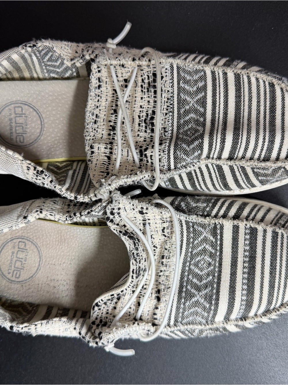 Hey Dude Women's Black & White Woven Slip-On Moccasins